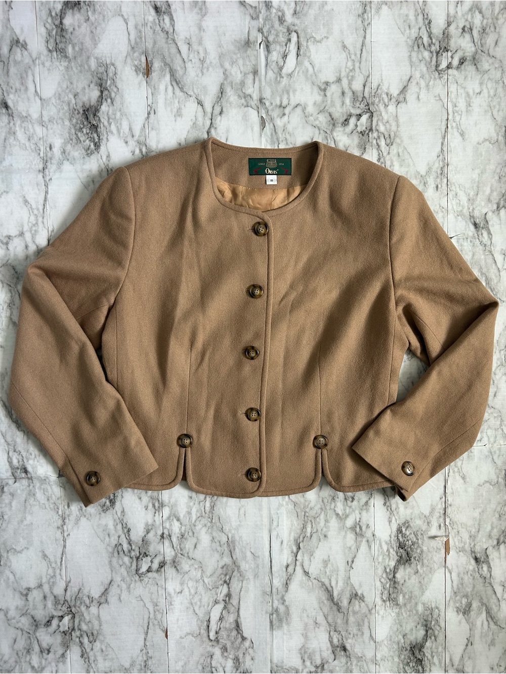 Orvis | vintage women’s size 10 blazer jacket 100% wool made in USA camel color